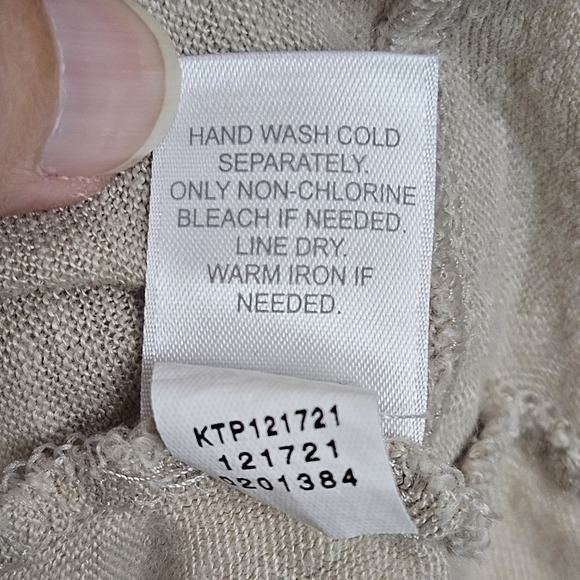 J Jill Love Linen Top Size L Round Neck Short Sleeve Slub Knit Beige Tan - Picture 9 of 10